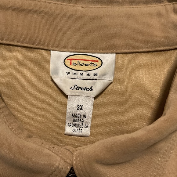 Talbots Button Up Shirt Jacket Suede Look Stretch Tan Shacket - Picture 6 of 8